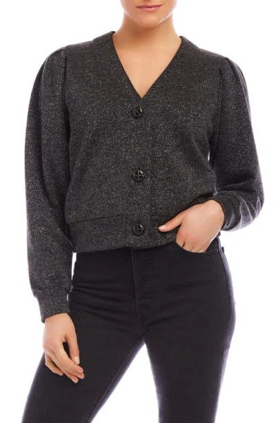 Fifteen Twenty Madeline Metallic Crop Cardigan In Black With Silver