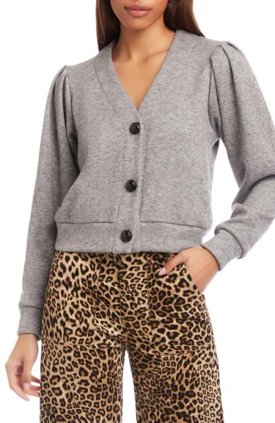 Fifteen Twenty Madeline Puff Sleeve Cardigan In Gray