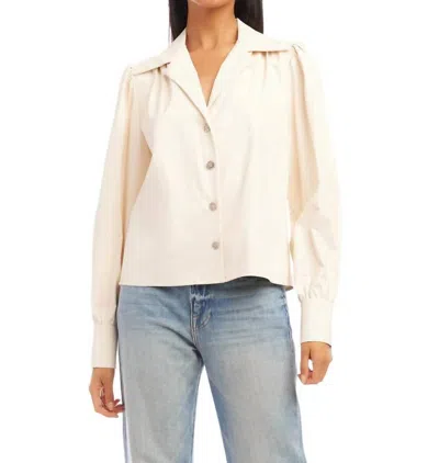 Fifteen Twenty Maia Faux Leather Top In Ivory In White