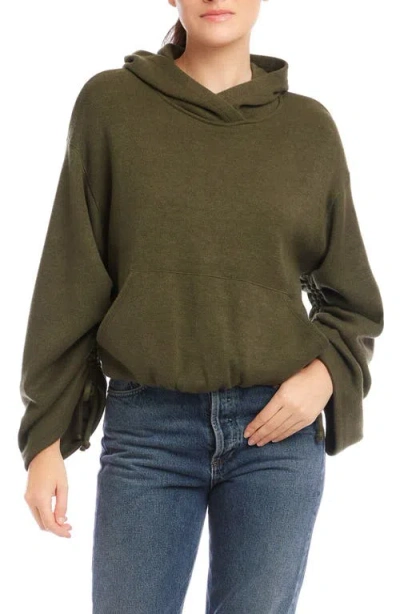 Fifteen Twenty Makenna Ruched Sleeve Hoodie In Green