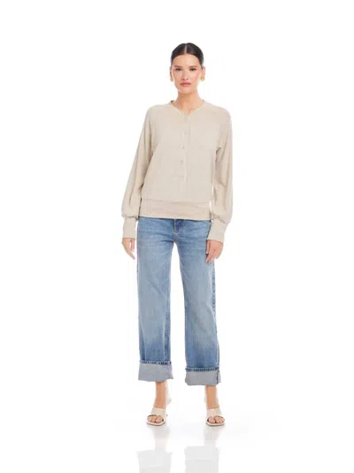 Fifteen Twenty Mara Henley Top In Oatmeal In Neutral