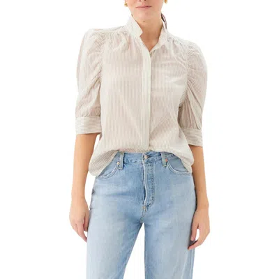 Fifteen Twenty Maria Embellished Mandarin Stripe Shirt In Multi