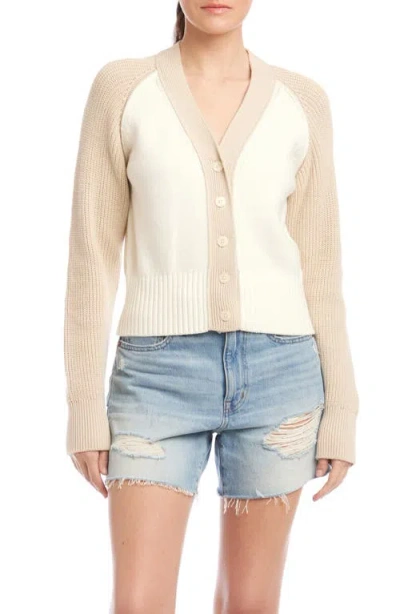 Fifteen Twenty Marina Mixed Stitch Colorblock Cardigan In Oatmeal