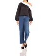 Fifteen Twenty Marisa One-shoulder Top In Black And Cream In Black