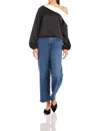 Fifteen Twenty Marisa One Shoulder Satin Top In Black In Black