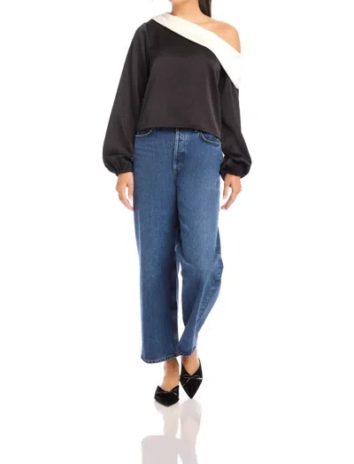 FIFTEEN TWENTY MARISA ONE SHOULDER TOP IN BLACK/CREAM