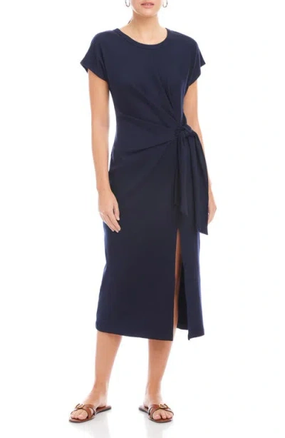 Fifteen Twenty Marissa Side Knot Midi Dress In Blue