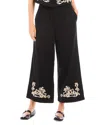Fifteen Twenty Mason Rope Stitch Linen Blend Ankle Pants In Black