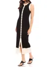 Fifteen Twenty Maves Contrast Trim Sleeveless Midi Sweater Dress In Black In Black