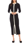 Fifteen Twenty Maves Long Sleeve Midi Sweater Dress In Black