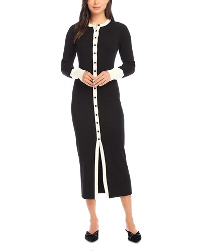 Fifteen Twenty Maves Rib Knit Button Front Desk In Black/cream