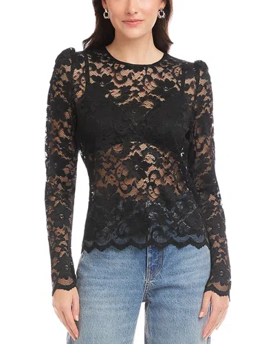 Fifteen Twenty Maylani Sheer Stretch Lace Top In Black