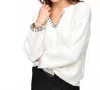 Fifteen Twenty Mel Edge Stitch Sweater In Cream In White