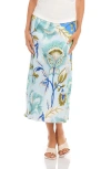 Fifteen Twenty Mia Bias Cut Midi Skirt In Blue Print