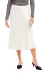 Fifteen Twenty Mia Bias Cut Satin Midi Skirt In Cream