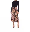Fifteen Twenty Mia Bias Midi Skirt In Print Floral In Black