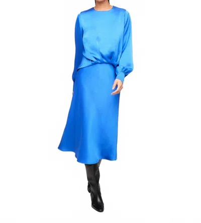Fifteen Twenty Mia Bias Satin Midi Skirt In Electric Blue