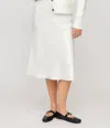 Fifteen Twenty Mia Bias Satin Midi Skirt In Cream In White