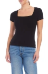 Fifteen Twenty Mindy Square Neck Rib Top In Black