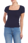 Fifteen Twenty Mindy Square Neck Rib Top In Navy