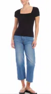 Fifteen Twenty Mindy Square Neck Top In Black In Black