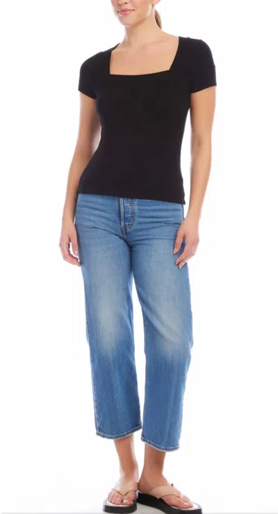 Fifteen Twenty Mindy Square Neck Top In Black