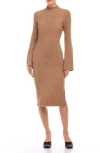Fifteen Twenty Mock Neck Long Sleeve Rib Sweater Dress In Ear