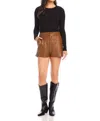 Fifteen Twenty Modern Faux Leather High Waist Shorts In Caramel In Brown