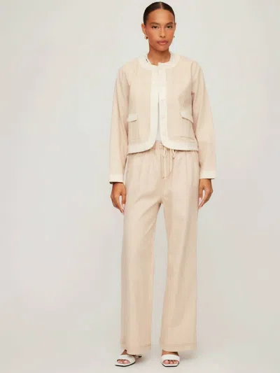 Fifteen Twenty Myra Contrast Cropped Jacket In Khaki And Cream In Neutral