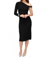 Fifteen Twenty Nadia Asymmetric Neck Midi Dress In Black In Black