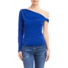 Fifteen Twenty Nadia One Shoulder Long Sleeve Top In Cobalt