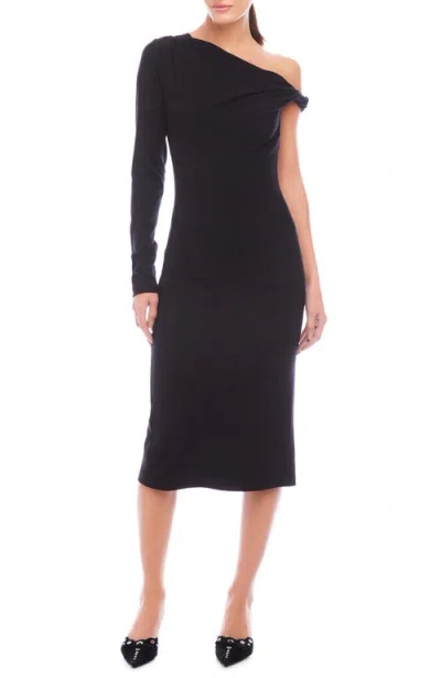 Fifteen Twenty Nadia One-shoulder Midi Dress In Black