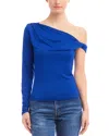 Fifteen Twenty Nadia One Shoulder Long Sleeve Top In Cobalt