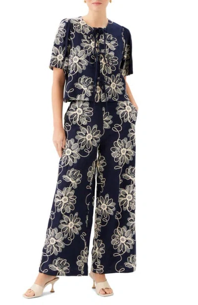 Fifteen Twenty Nadine Floral Embroidery Woven Shirt In Black