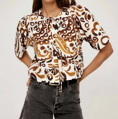 Fifteen Twenty Nadine Semi Crop Top In Batik Print In Multi