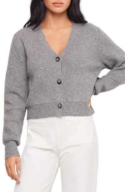 Fifteen Twenty Nae Sequin Crop Cardigan In Gray