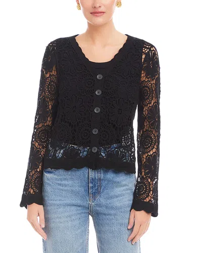 Fifteen Twenty Nelly Crochet Soft Jacket In Black