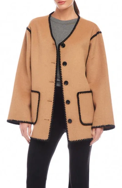 Fifteen Twenty Nico Stitch Detail Wool Blend Jacket In Camel