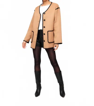 FIFTEEN TWENTY NICO V-NECK JACKET IN CAMEL