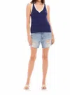 Fifteen Twenty Nicole Contrast Trim Sweater Vest In Blue