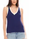 Fifteen Twenty Nicole Contrast Trim Sweater Vest In Blue