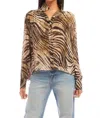Fifteen Twenty Pleated Tie Top In Zebra In Brown