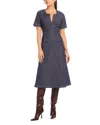 Fifteen Twenty Olivia Contrast Stitch Midi Dress In Navy In Navy