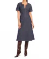 Fifteen Twenty Olivia Contrast Stitch Midi Dress In Navy In Blue
