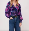 Fifteen Twenty Pleated Tie Top In Purple Print In Purple