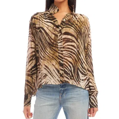 Fifteen Twenty Pleated Tie Top In Zebra In Multi