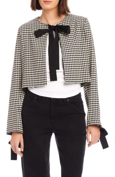 Fifteen Twenty Poppy Tie Neck Check Crop Jacket