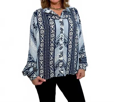 Fifteen Twenty Print Button-down Blouse In Blue Mosaic In Multi