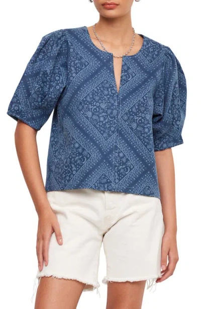 Fifteen Twenty Print Puff Shoulder Top In Animal Print