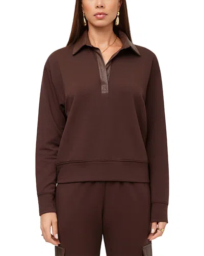 Fifteen Twenty Rachel Contrast Collar Long Sleeve Top In Brown